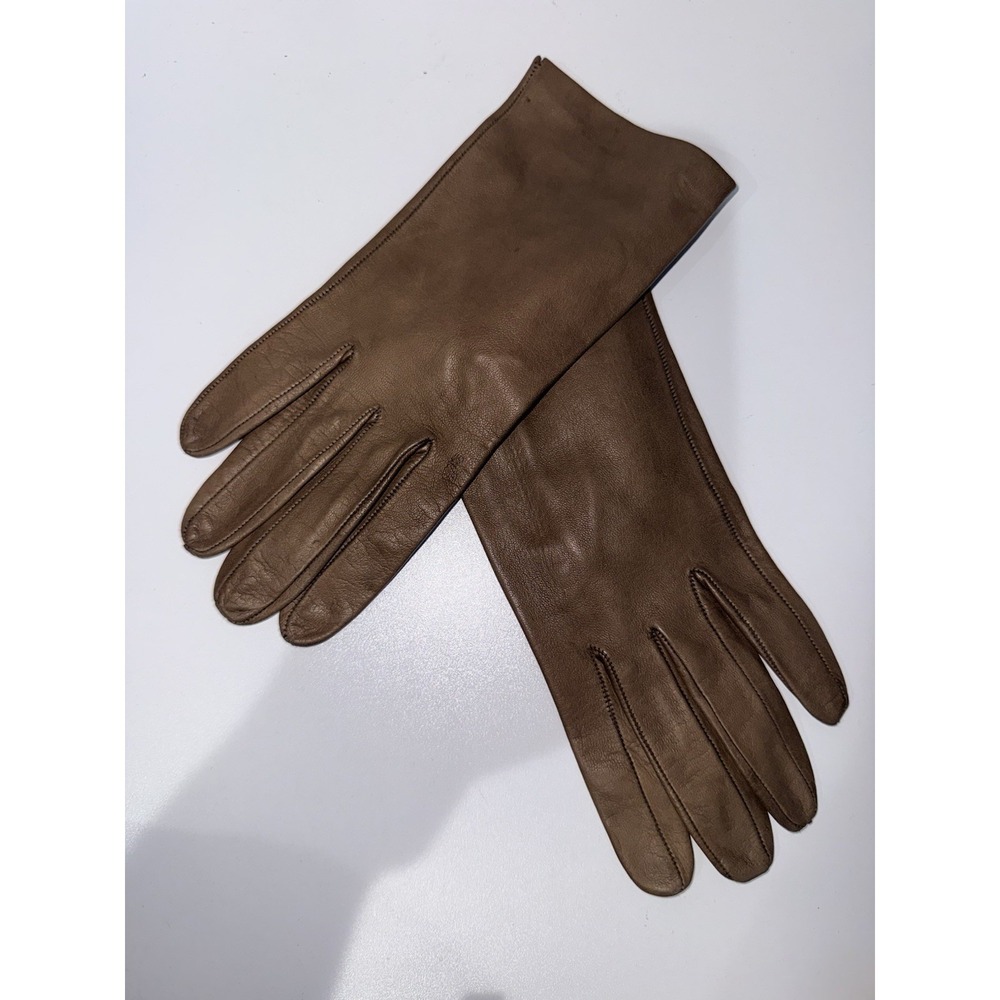 Womens Brown Leather Gloves Size 7.5 Made In Italy 1